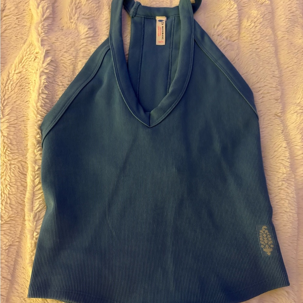 Blue free people movement v neck racer back tank top brand new never worn
